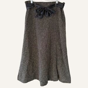 White Stag Tweed Flowy Midi Maxi‎ Skirt - Dark Academia Preppy Bow Size 14
